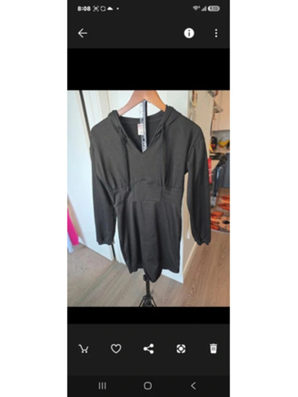 Black Hooded Pullover Dress